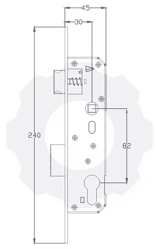 Máquina de porta de giro com 45mm de profundidade M30G-POR-VIE