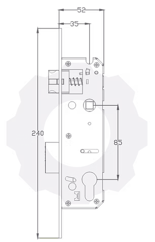 Máquina de porta de giro com 52mm de profundidade M35G-POR-VIE